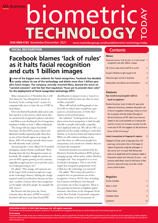 Go to journal home page - Biometric Technology Today